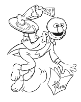 A coloring page of sesame street